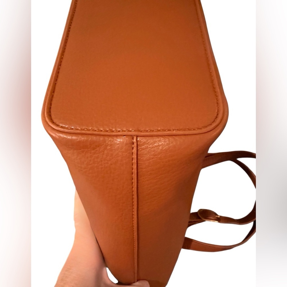 Miztique Cognac Isabelle 2 In 1 Scoop Neck Tote Vegan Leather Removable Pouch - Picture 12 of 16